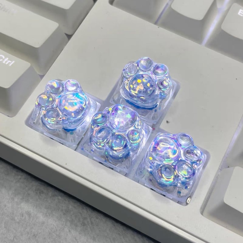 Elacgap Cat Claw Keycap Cute Drip Glue Backlight Keycaps DIY ESC Arrow Key Keycap Replacement for Cherry MX Gaming Mechanical Keyboard (4Keys Blue) - Image 1